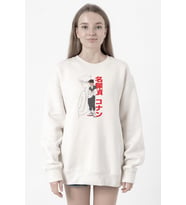 Detective Conan Anime Shinichi Kudo Beyaz Kadın 2ip Sweatshirt