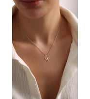 Kişiye Özel 925 Ayar Gümüş Şık Çapraz Tasarım Çift Harf Kolye (Gold)