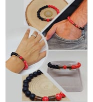 Varisit Nar Kırmızısı & Oniks Taşı 8mm Unisex Tasarım Bileklik Hawaii Model 