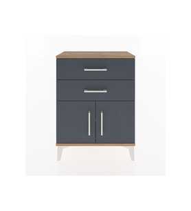 Arges Komodin Tek Raflı 2 Çekmeceli 2 Kapaklı 60x30x80 Çam-Antrasit