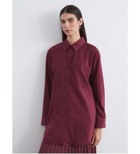 LCW Modest Bordo Süet Görünümlü Kadın Gömlek Tunik