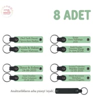 Açık Yeşil & Siyah, Miniklere Özel İsim Yazılı Karne Hediyesi Anahtarlık 8’li Set, Öğretmen Armağanı