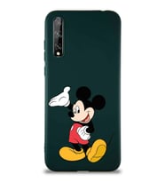 Huawei Y8P Soft Premier Kapak Mickey Mouse-C Tasarımlı Silikon Kılıf - Yeşil (Şeffaf)