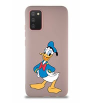 Samsung Galaxy A02S Soft Premier Kapak Donald Duck-C Tasarımlı Silikon Kılıf - Pudra (Şeffaf)