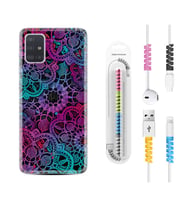 Samsung a71 A72 A73 A7 A9 2018 C7 C9 Kılıf Kablo Koruma Spiral Silikon Colurful Mandala 1667