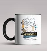 Kişiye Özel Geometri Öğretmeni Tasarımlı Siyah Renk Kupa Bardak  (Siyah)