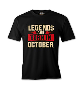 Legends Born in October  Siyah Erkek Tshirt