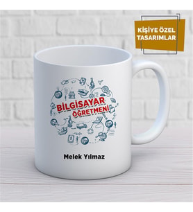 Kişiye Özel İsim Yazılabilir Bilgisayar Öğretmeni Kupa Bardak