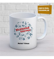 Kişiye Özel İsim Yazılabilir Bilgisayar Öğretmeni Kupa Bardak