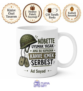İsme Özel Ordu Temalı Komik Yazılı Baskılı Porselen Kupa Bardak Hediye