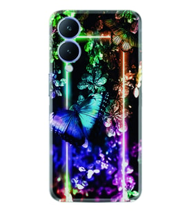 Vivo Y17S Kılıf Silikon Desen Özel Seri Butterfly Neon 1684