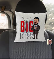 BK Gift Kişiye Özel Erkek Big Boss Karikatürlü Kare Araç Koltuk Yastığı-4