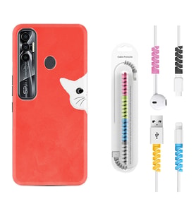 Tecno Spark 6 6 Go 8C 8 Pro 7 7 Pro Kılıf Kablo Koruma Spiral Silikon Kedoş 1735