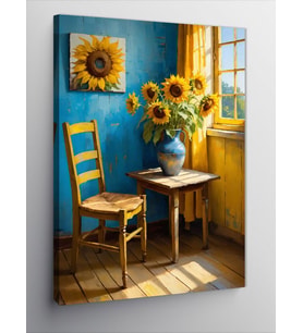 Kanvas Tablo Sunflower'Lı Mavi Oda