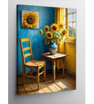 Kanvas Tablo Sunflower'Lı Mavi Oda