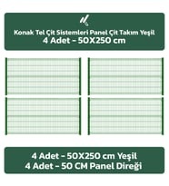 KONAK TEL ÇİT SİSTEMLERİ 4 ADET TAKIM PANEL ÇİT TELİ 50X250 CM (Yeşil)