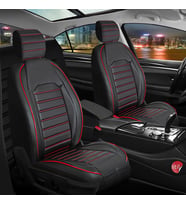 Volkswagen Polo Impression Uyumlu Lüx Deri Oto Koltuk Kılıfı Ön Arka Takım Orijinal Serisi SİYAH KIRMIZI
