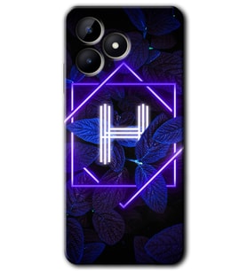 Realme C53 Kılıf HD Desen Baskılı Kılıf - Dark Neon Yaprak H Harfi