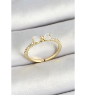 Pirinç Fiyonk Figürlü Zirkon Taşlı Gold Renk Ayarlanabilir Kadın Yüzük TJ-BYK3764