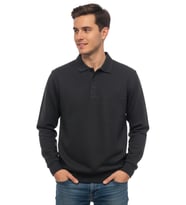 Erkek Büyük Beden Polo Yaka Cepli Selanik Sweatshirt BGL-ST04978 (Antrasit)
