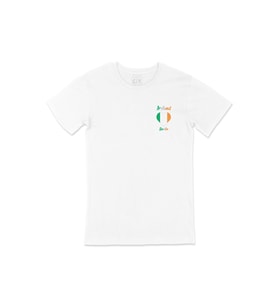Dublin İrlanda Bayraklı Kalpli Cep Logo Tasarımlı Beyaz Tişört