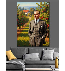 Mustafa Kemal Atatürk Ve Bahçe Dekoratif Kanvas - Mdf Ahşap Tablo