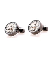 Omark Cotton Watch Black Saat Mekanizmalı Kol Düğmesi (Siyah-Haki-Gri)
