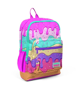 CORAL HIGH 23731 KİDS PEMBE RENGARENK DONDURMA DESENLİ DÖRT BÖLMELİ SIRT ÇANTASI