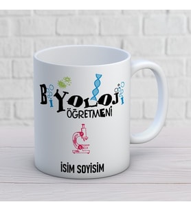 Kişiye Özel Biyoloji Öğretmeni Baskılı Kupa, DNA Mikroskop Temalı İsimli Öğretmenler Günü Hediyesi