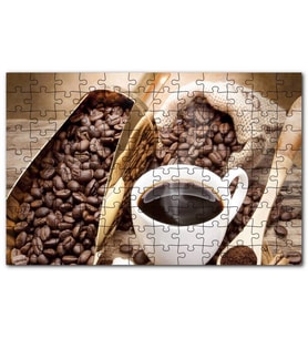 Cakapuzzle Beyaz Seramik Kupa Kahve Çekirdekler Görsel Puzzle Yapboz MDF (Ahşap) (120 Parça)