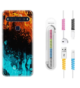 TCL 10L 10 Plus 10SE 20E 20SE 30SE L7 Kılıf Kablo Koruma Spiral Silikon Orange Blue Color 1665