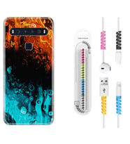 TCL 10L 10 Plus 10SE 20E 20SE 30SE L7 Kılıf Kablo Koruma Spiral Silikon Orange Blue Color 1665