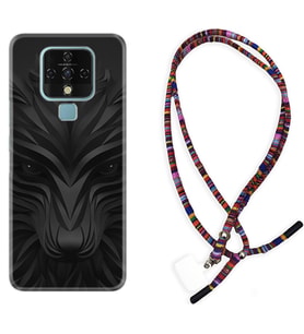 Tecno Camon 16 18P Pova Kılıf Boyun Asklı Rasta Silikon Black Fox 1325