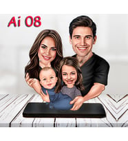 Kişiye Özel Ahşap Biblo - Aile Karikatür Biblo - 4 Kişilik Aile Biblo 3