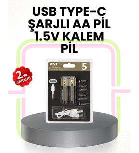 Tekrar Şarj Edilebilir AA USB Type-C Pil 1000+ Döngü 1.5V Sabit Voltaj