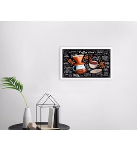 BK Home Coffee Tasarımlı Dekoratif Ahşap Beyaz Çerçeveli Tablo-39