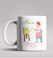 Kişiye Özel Resim Öğretmeni Tasarımlı Beyaz Renk Kupa Bardak 6