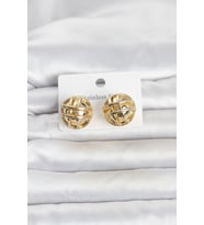 316L Çelik Gold Renk Desenli Top Model Kadın Küpe 5886 - HPSBYI2760-7769