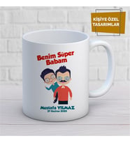Kişiye Özel İsim Yazılabilir Benim Süper Babam Kupa Bardak