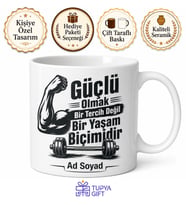 Fitness Eğitmenine Hediye Kas Temalı Özel Baskılı Porselen Kupa Bardak