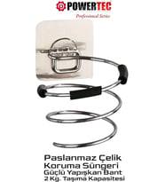 Fön Makinesi & Saç Kurutma Makinesi Askı Aparatı Paslanmaz Çelik ( Yedek Yapışkan Bant Hediyeli )
