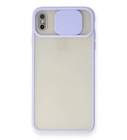 Newface Apple iPhone XS Max Kılıf Palm Buzlu Kamera Sürgülü Silikon - Lila