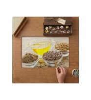Baharatlar ve Zeytinyağı Tasarımı 240 parça Ahşap Puzzle Ahşap Kutuda MP03705