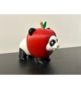 Seçenek 1: Elma Panda Figürü - 3D Yazıcı Kırmızı Elma Kostümlü Panda Biblo - Hibrit Meyve Serisi