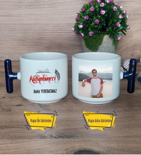 Kütüphaneci Kupa Bardak Fotoğraflı T Lacivert Kulplu Kütüphaneciye Hediye