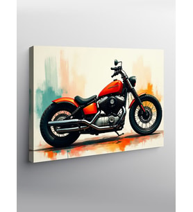 Kanvas Tablo Kırmızı Retro Motosiklet