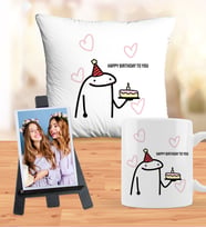 Kişiye Özel Doğum Günü Hediye Seti- Yastık- Kupa-Ahşap Şövale- Polaroid Fotoğraf