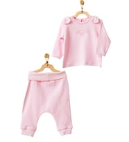 Andywawa Kız Bebek Pembe Organik 2li Alt Üst Takım Set AC21656RP