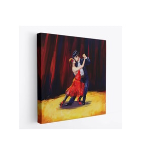 Tango Danscıları Yağlıboya Görünüm Dekoratif Kanvas Duvar Tablosu-5846