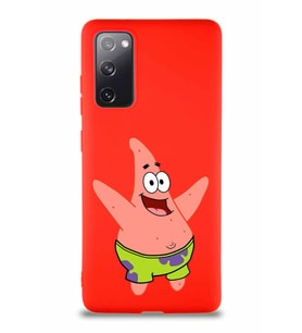 Samsung Galaxy S20 FE Soft Premier Kapak Patrick Yıldız Tasarımlı Silikon Kılıf - Kırmızı (Şeffaf)